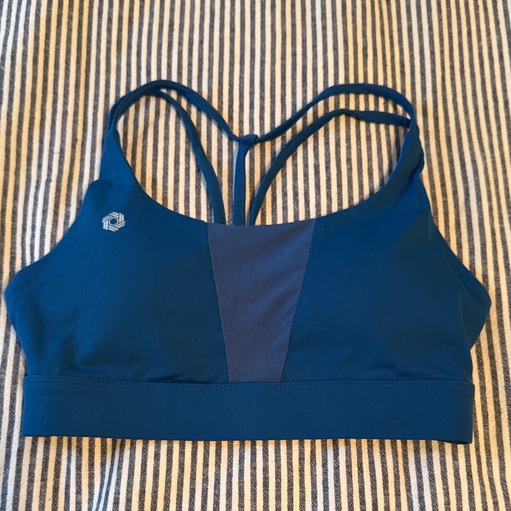Navy Blue Sports Bra with Strappy Back